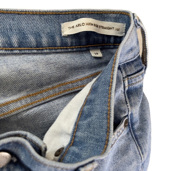 Denim Forum ‘The Arlo High-Rise Straight’ Blue Wash Button-Fly Jeans Size 29 - Picture 9 of 11